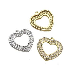 Copper Heart Pendant Pave Zircon Mixed, approx 15.5mm [FN30891]