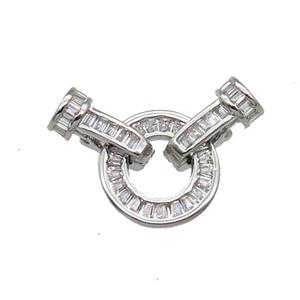 Copper Clasp Pave Zircon Platinum Plated, approx 11mm, 3mm hole [FN30895]
