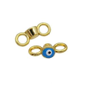 Copper Connector Evil Eye Blue Enamel Gold Plated, approx 6mm, 4mm hole [FN30898]