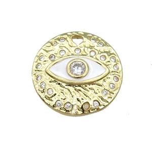 Copper Circle Eye Pendant White Enamel Gold Plated, approx 18mm dia [FN30903]