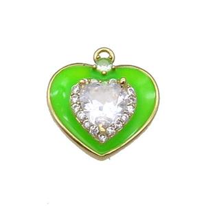 Copper Heart Pendant Pave Zircon MintGreen Enamel Gold Plated, approx 17mm [FN30915]