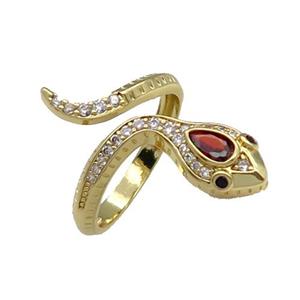 Copper Snake Ring Pave Zircon Gold Plated, approx 7-25mm, 18mm dia [FN30936]