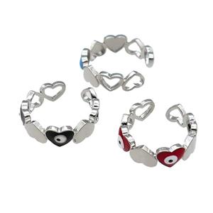 Copper Heart Ring Enamel Evil Eye Platinum Plated Mix, approx 6mm, 18mm dia [FN30972]