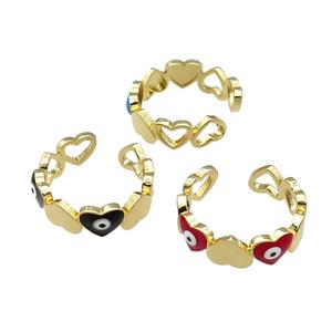 Copper Heart Ring Enamel Evil Eye Gold Plated Mix, approx 6mm, 18mm dia [FN30980]