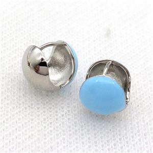 Copper Latchback Earring Blue Enamel Platinum Plated, approx 12mm [FN31023]