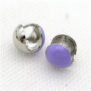 Copper Latchback Earring Lavender Enamel Platinum Plated, approx 12mm [FN31025]