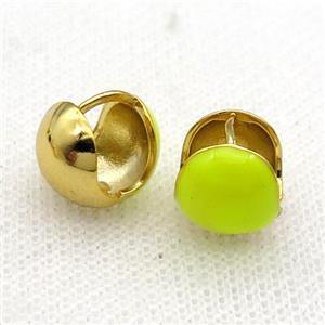 Copper Latchback Earring Yellow Enamel Gold Plated, approx 12mm [FN31029]