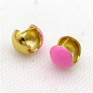 Copper Latchback Earring DeepPink Enamel Gold Plated, approx 12mm [FN31032]