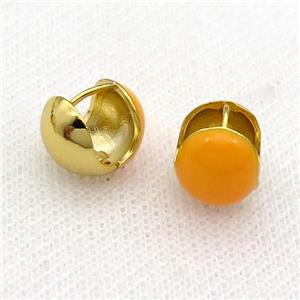 Copper Latchback Earring Orange Enamel Gold Plated, approx 12mm [FN31033]