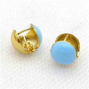 Copper Latchback Earring Blue Enamel Gold Plated, approx 12mm [FN31034]