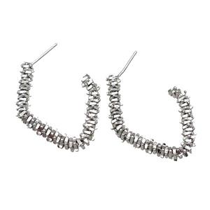 Copper Stud Earring Platinum Plated, approx 4.5mm, 25-33mm [FN31048]