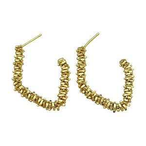 Copper Stud Earring Gold Plated, approx 4.5mm, 25-33mm [FN31049]