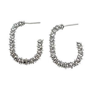 Copper Stud Earring Platinum Plated, approx 4.5mm, 23-33mm [FN31050]