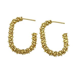 Copper Stud Earring Gold Plated, approx 4.5mm, 23-33mm [FN31051]