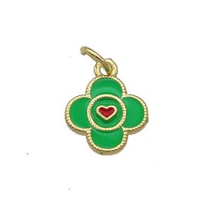 Copper Clover Pendant Green Enamel Gold Plated, approx 10mm [FN31067]