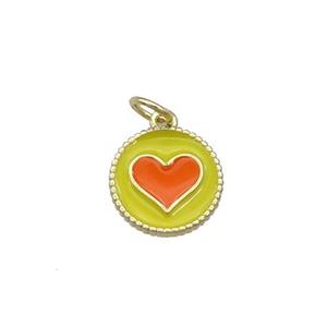 Copper Circle Hart Pendant Yellow Enamel Gold Plated, approx 11.5mm dia [FN31073]