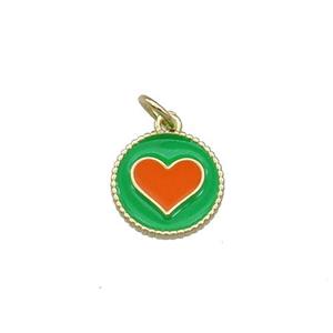 Copper Circle Hart Pendant Green Enamel Gold Plated, approx 11.5mm dia [FN31074]