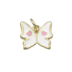 Copper Butterfly Pendant White Enamel Gold Plated, approx 11mm [FN31097]