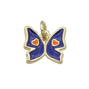 Copper Butterfly Pendant Blue Enamel Gold Plated, approx 11mm [FN31100]