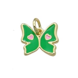 Copper Butterfly Pendant Green Enamel Gold Plated, approx 11mm [FN31101]