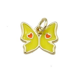 Copper Butterfly Pendant Yellow Enamel Gold Plated, approx 11mm [FN31105]