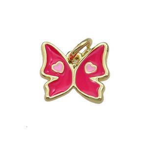 Copper Butterfly Pendant Red Enamel Gold Plated, approx 11mm [FN31106]
