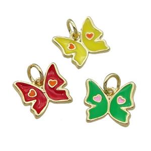 Mix Copper Butterfly Pendant Enamel Gold Plated, approx 11mm [FN31107]