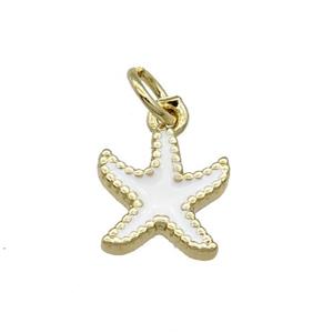 Copper Starfish Pendant White Enamel Gold Plated, approx 9-11mm [FN31108]