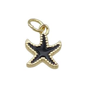 Copper Starfish Pendant Black Enamel Gold Plated, approx 9-11mm [FN31109]