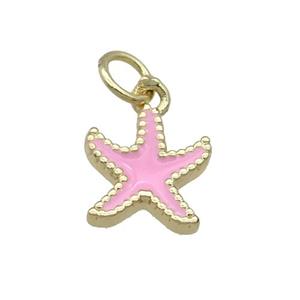 Copper Starfish Pendant Pink Enamel Gold Plated, approx 9-11mm [FN31112]