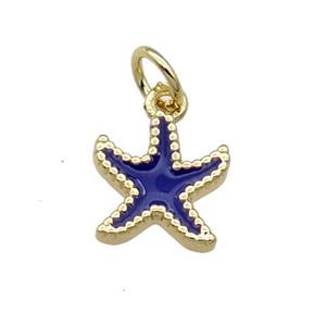 Copper Starfish Pendant Purple Enamel Gold Plated, approx 9-11mm [FN31113]