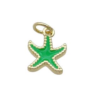 Copper Starfish Pendant Green Enamel Gold Plated, approx 9-11mm [FN31114]