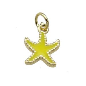 Copper Starfish Pendant Yellow Enamel Gold Plated, approx 9-11mm [FN31115]