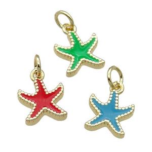 Mix Copper Starfish Pendant Enamel Gold Plated, approx 9-11mm [FN31118]