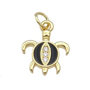 Copper Tortoise Pendant Black Enamel Gold Plated, approx 12-12.5mm [FN31120]