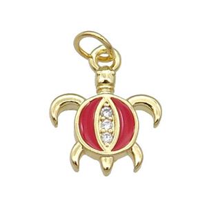 Copper Tortoise Pendant Red Enamel Gold Plated, approx 12-12.5mm [FN31121]