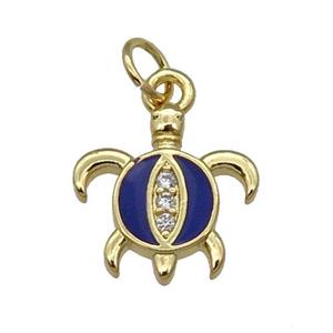Copper Tortoise Pendant Blue Enamel Gold Plated, approx 12-12.5mm [FN31122]