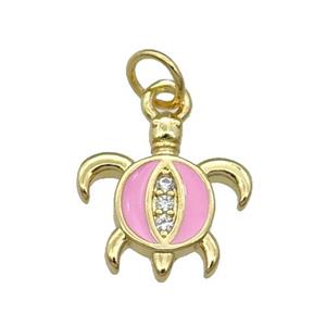 Copper Tortoise Pendant Pink Enamel Gold Plated, approx 12-12.5mm [FN31124]