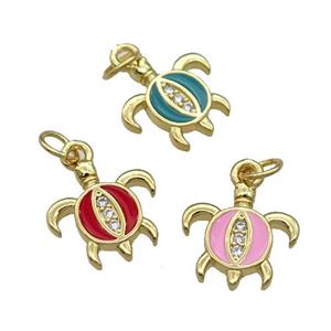 Mixed Copper Tortoise Pendant Enamel Gold Plated, approx 12-12.5mm [FN31125]