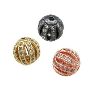 Copper Round Spacer Beads Pave Zircon Watermelon Mixed, approx 10mm dia [FN31136-10MM]