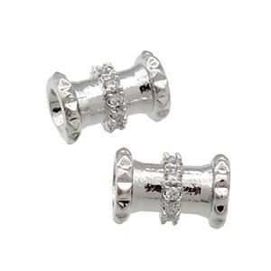 Copper Tube Beads Pave Zircon Large Hole Platinum Plated, approx 5.5-8.5mm, 3mm hole [FN31137]