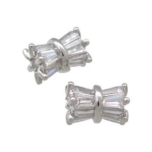 Copper Tube Beads Pave Zircon Platinum Plated, approx 6-8mm [FN31141]