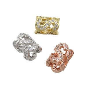 Copper Tube Beads Pave Zircon Large Hole Mixed, approx 6.5-9mm, 4mm hole [FN31148]