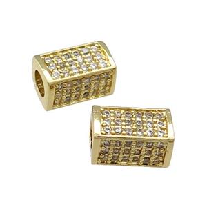 Copper Cuboid Beads Pave Zircon Large Hole Gold Plated, approx 6-10mm, 3mm hole [FN31150]