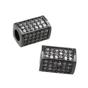 Copper Cuboid Beads Pave Zircon Large Hole Black Plated, approx 6-10mm, 3mm hole [FN31152]