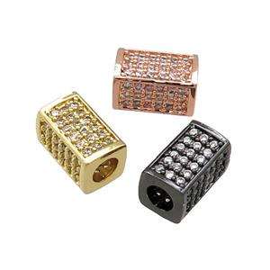 Copper Cuboid Beads Pave Zircon Large Hole Mixed, approx 6-10mm, 3mm hole [FN31153]