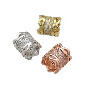 Copper Tube Beads Pave Zircon Large Hole Mixed, approx 7-8mm, 4mm hole [FN31157]