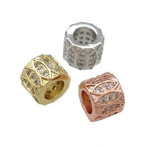 Copper Tube Beads Pave Zircon Large Hole Mixed, approx 8mm, 4mm hole [FN31161]
