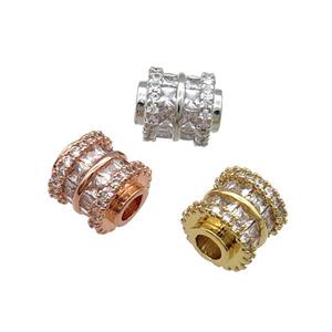 Copper Tube Beads Pave Zircon Large Hole Mixed, approx 8.5-9mm, 3mm hole [FN31182]