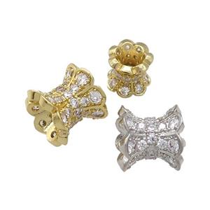 Copper Beads Caps Pave Zircon Large Hole Mixed, approx 7-8mm, 2mm hole [FN31232-S]